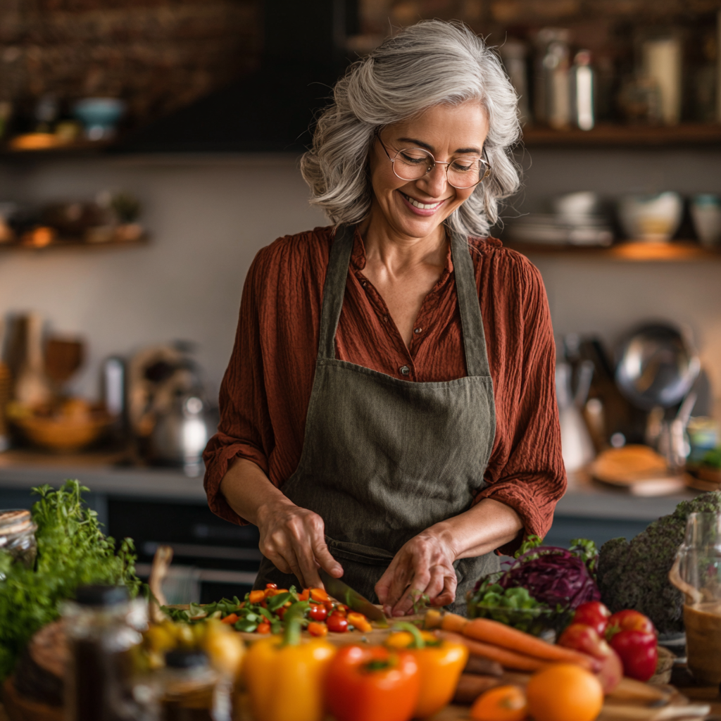 Adultos colombianos sonrientes compartiendo una comida nutritiva al aire libre